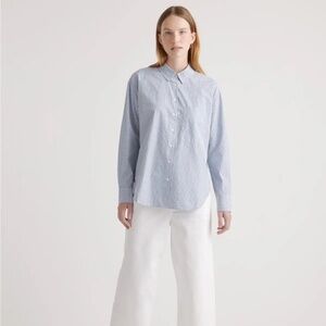 Quince Boyfriend Shirt Womens Medium Light Blue Organic Cotton Button Up Preppy